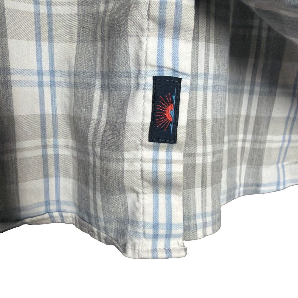 Faherty Men's Large Blue Grey Plaid Flannel Long Sleeve The Movement Shirt - Picture 4 of 9